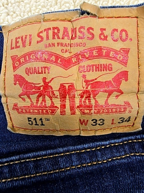 Levi's Men's Navy Blue Slim Fit 511 Jeans W33 L34