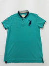 Polo Boys Teal Polo Shirt 100% Cotton Pique Knit Size M Excellent Cond