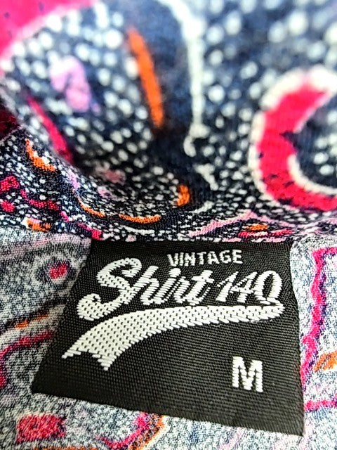 Vintage Shirt149 Men's Purple Paisley Camp Collar Button-Down M Vintage