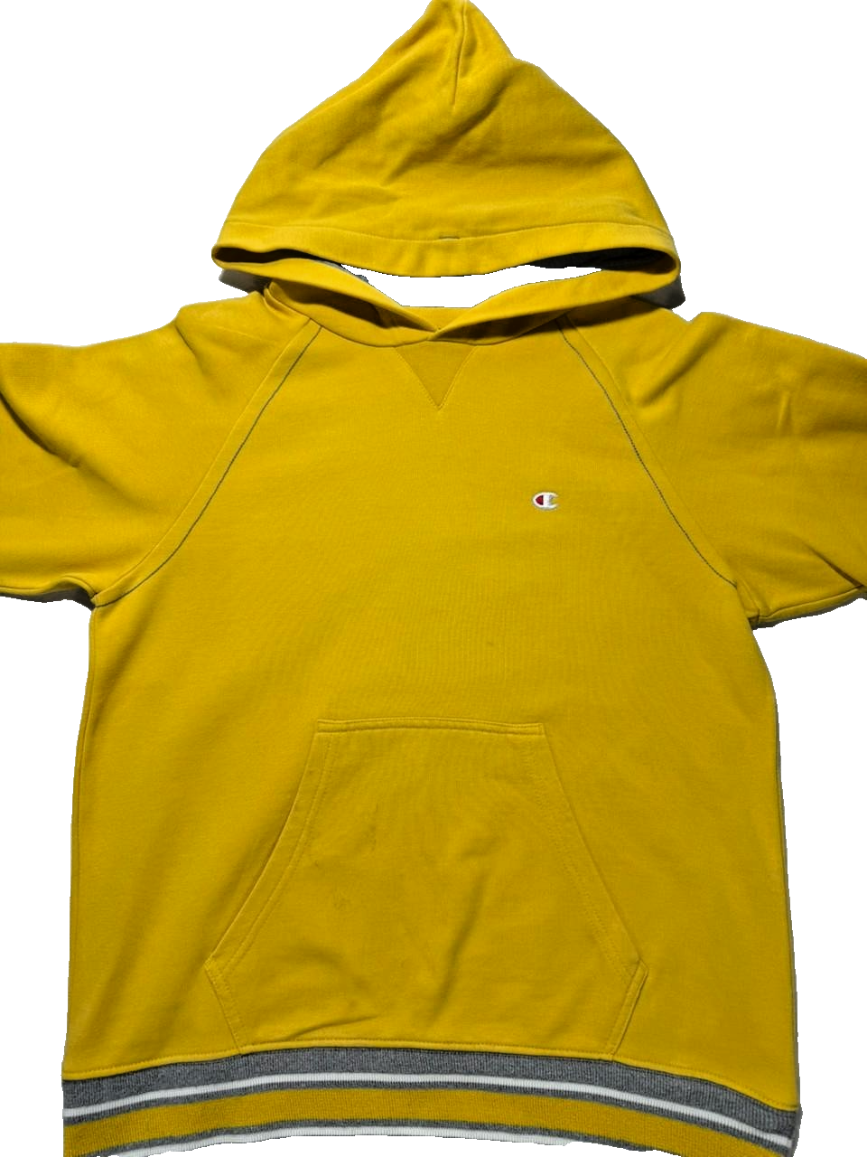 Champion Yellow Reverse Weave Drop Shoulder Pullover Men's Hoodie - Size S