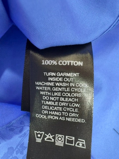 Kenneth Cole Men's Blue Printed Cotton Button Down XXL Long Sleeve
