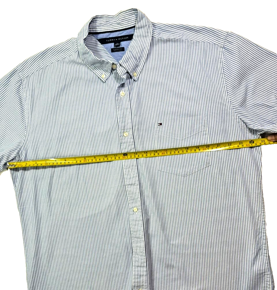 Tommy Hilfiger Men's Regular Fit Stripe Oxford Shirt In Blue And White - Size XL