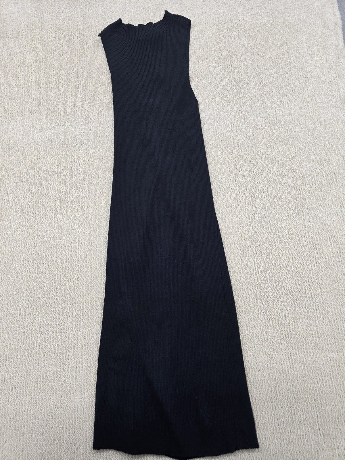 Gina Tricot Black Turtleneck Sleeveless Maxi Knit Dress S Open Back