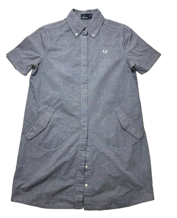 Fred Perry Short-Sleeved Shirt Dress In Denim - Size 6