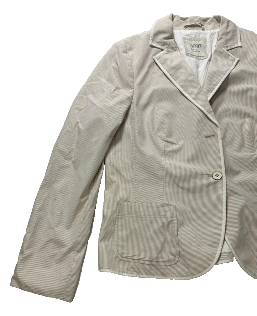 Classic Blazer Coat Beige Striped Men's - Size 12