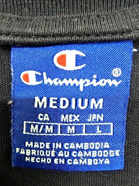 Champion Black T-Shirt Medium Short Sleeve Crewneck 100% Cotton