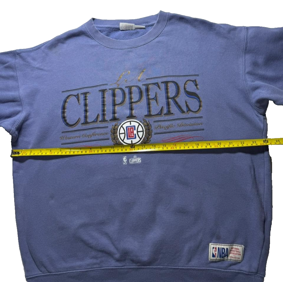 Vintage 90S La Clippers Nba Crewneck Sweatshirt Blue - Size M
