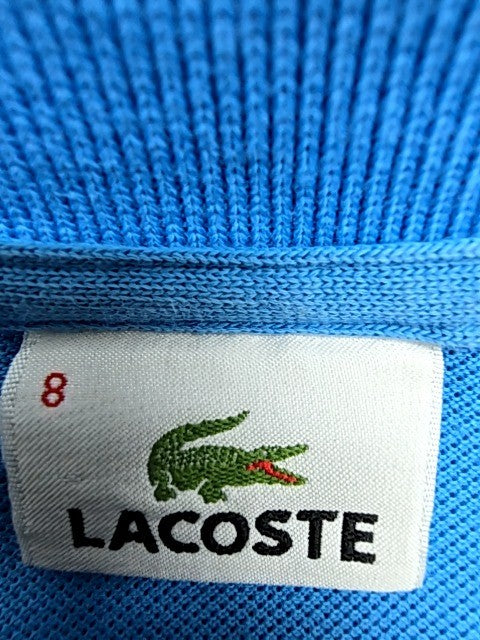 Lacoste Blue Polo Shirt Men's Size 8 Short Sleeve 100% Cotton Button