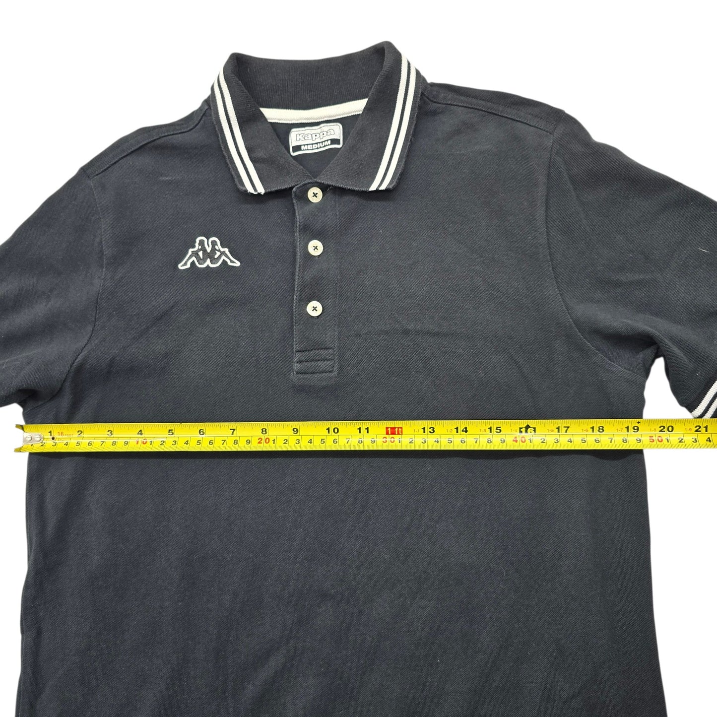 Kappa Men's Navy Blue Striped Trim Polo Shirt Size M Vintage