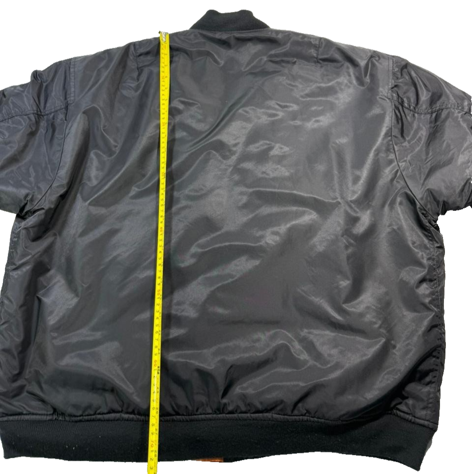 M-Tramp Men's Black Ma-1 Bomber Jacket Orange Lining Flight Pocket Full Zip S/XL