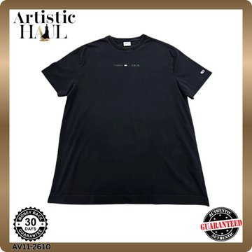 Tommy Jeans Men's Black Slim Fit T-Shirt XL Logo Crewneck DM0DM09586