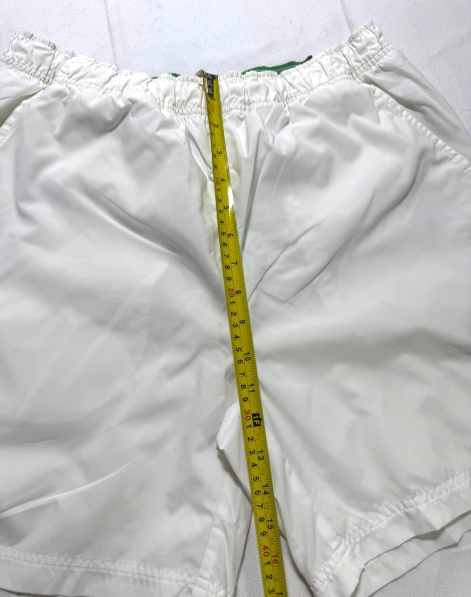 Nike Athletic Shorts In White With A Red Stripe And Green Paneling - Size L