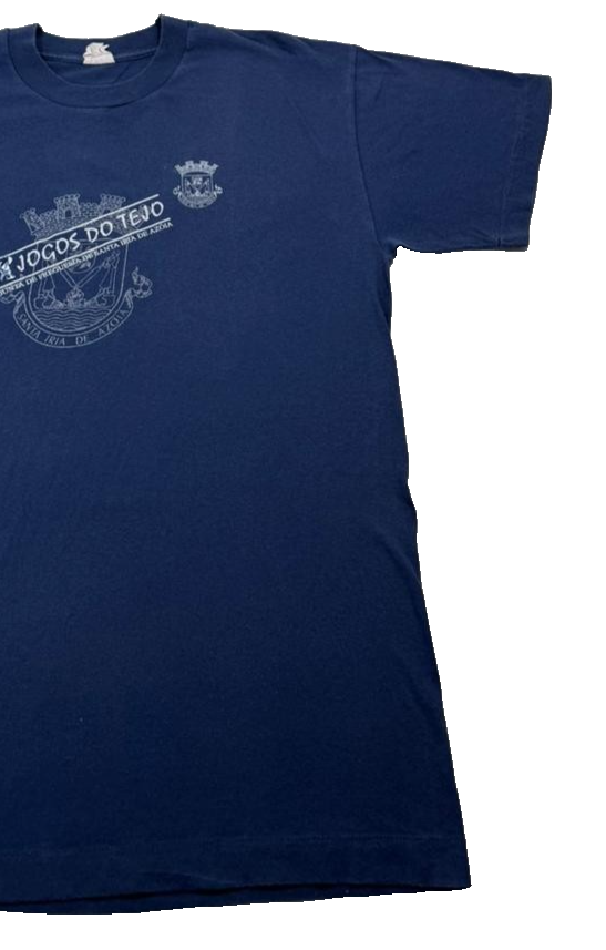 Vtg Unisex Jogos Do Tejo Portuguese T-Shirt Navy Graphic Print Size L