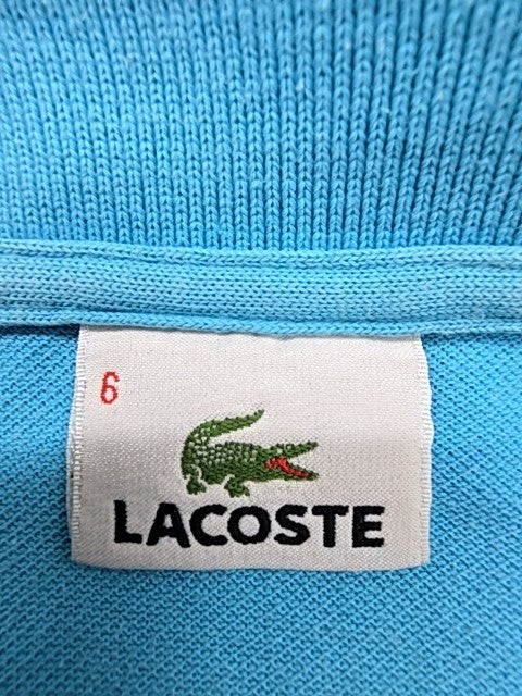 Lacoste Men's Blue Polo Shirt Short Sleeve Size 6 Button