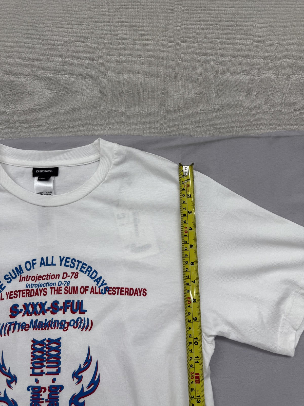Diesel Men's White Graphic Print Short Sleeve T-Shirt S Cotton