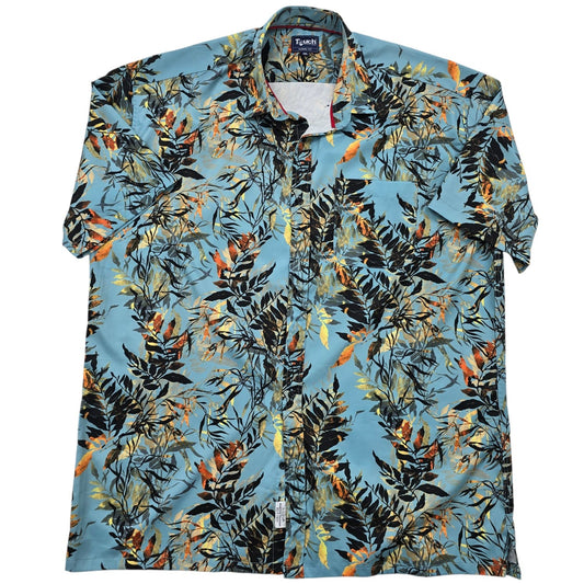 Vintage Touch Men's Blue Shirt – Size 3XL, Floral, Cotton