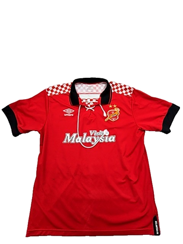 Umbro Red Checkered Soccer Jersey V-Neck 2XL Short Sleeve 100% Polyester