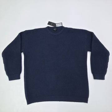 Giorgio Armani Knitted Jumper Navy Blue Crew Neck Long Sleeves Size 56 BNWT