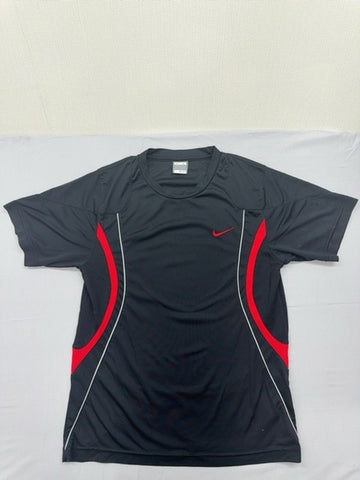 Nike Men's L Black/Red Swoosh Mesh Short Sleeve T-Shirt