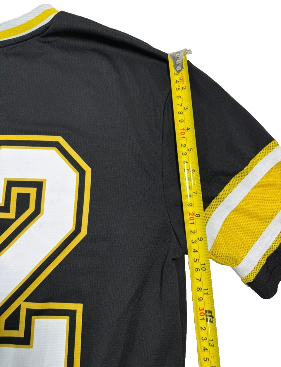 Primark Men's Black Louisiana 22 Soccer Jersey Yellow White Stripes V-Neck S/M