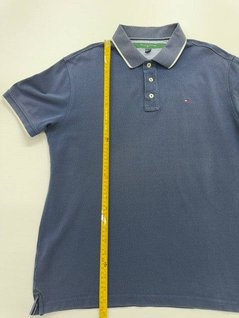 Tommy Hilfiger Men Navy Blue Golf Polo Shirt Size L Button Front