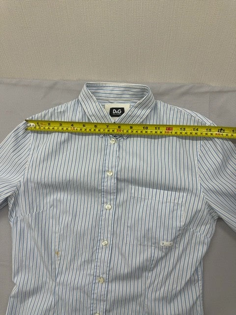 Dolce & Gabbana Men's L Light Blue Striped Cotton Button-Down Shirt