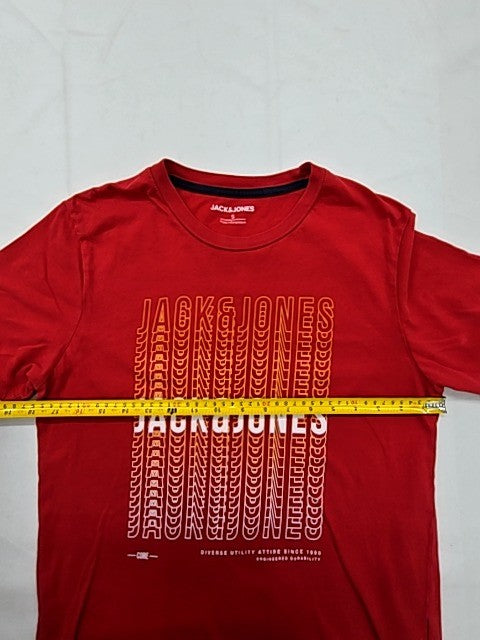 Jack & Jones Red Short Sleeve Men's T-Shirt S Cotton Crew Neck