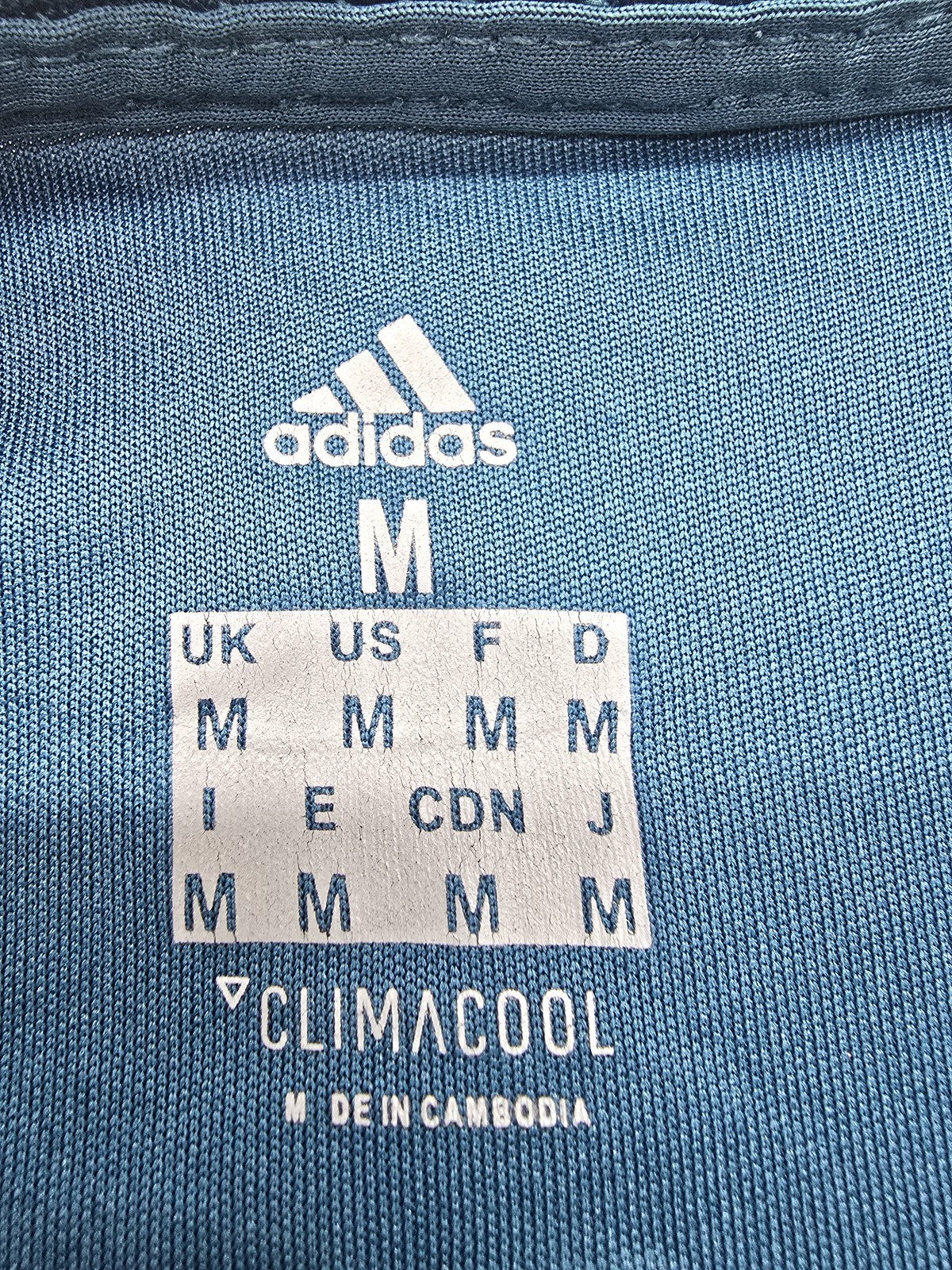 Adidas Men's Navy Striped Soccer Jersey M Short Sleeve Climacool