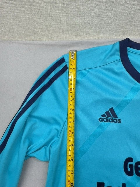 Adidas Men's Light Blue Striped Long Sleeve Jersey L V-Neck