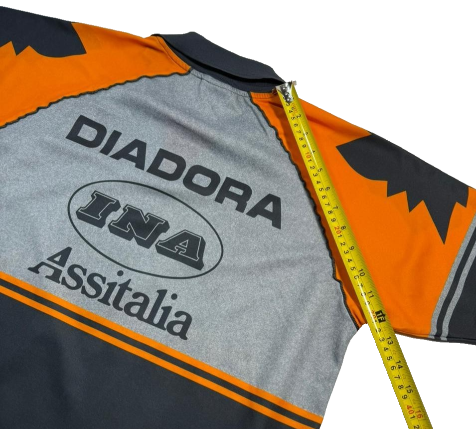 Diadora As Roma 1990S Grey Orange Training Shirt Ina Assitalia Logo L