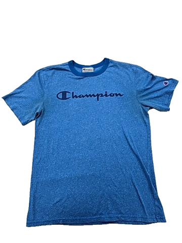 Champion Men's Blue M Short Sleeve Crew Neck Logo T-Shirt