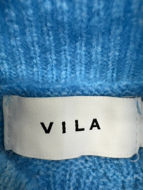 Vila Women's Turtleneck Sweater S Light Blue Balloon Sleeve Knit