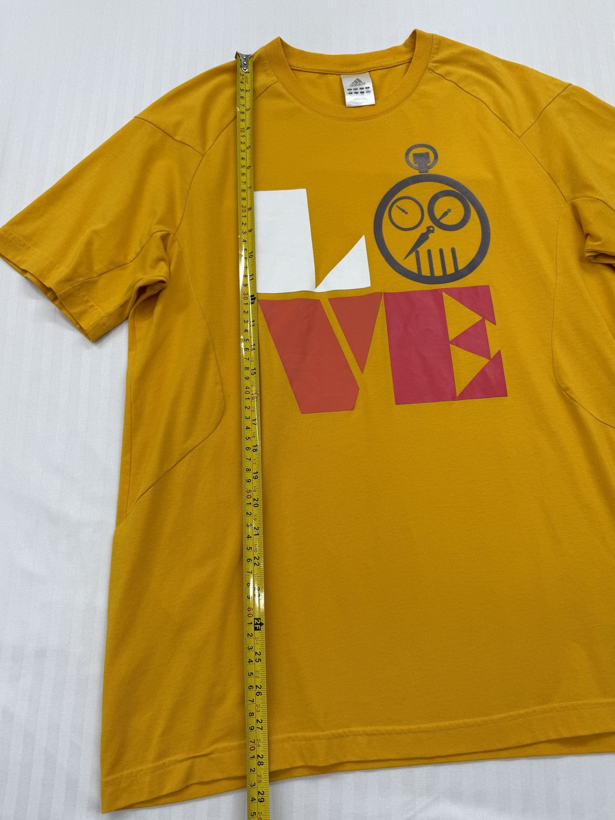 Adidas Men Gold Graphic Raglan T-Shirt Size F Crew Neck Jersey