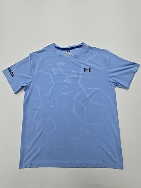 Under Armour Men Light Blue HeatGear T-Shirt 3XL Graphic Logo Regular Fit