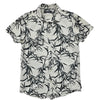 Primark Women's Cream Botanical Print Button-Up Shirt Size S Short Sleeve