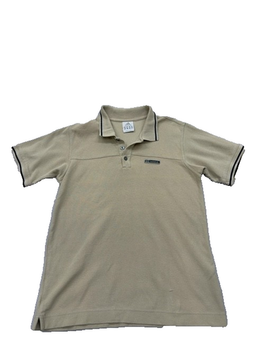 Adidas Men's Beige Short Sleeve Polo Shirt Golf 3 Stripes Button