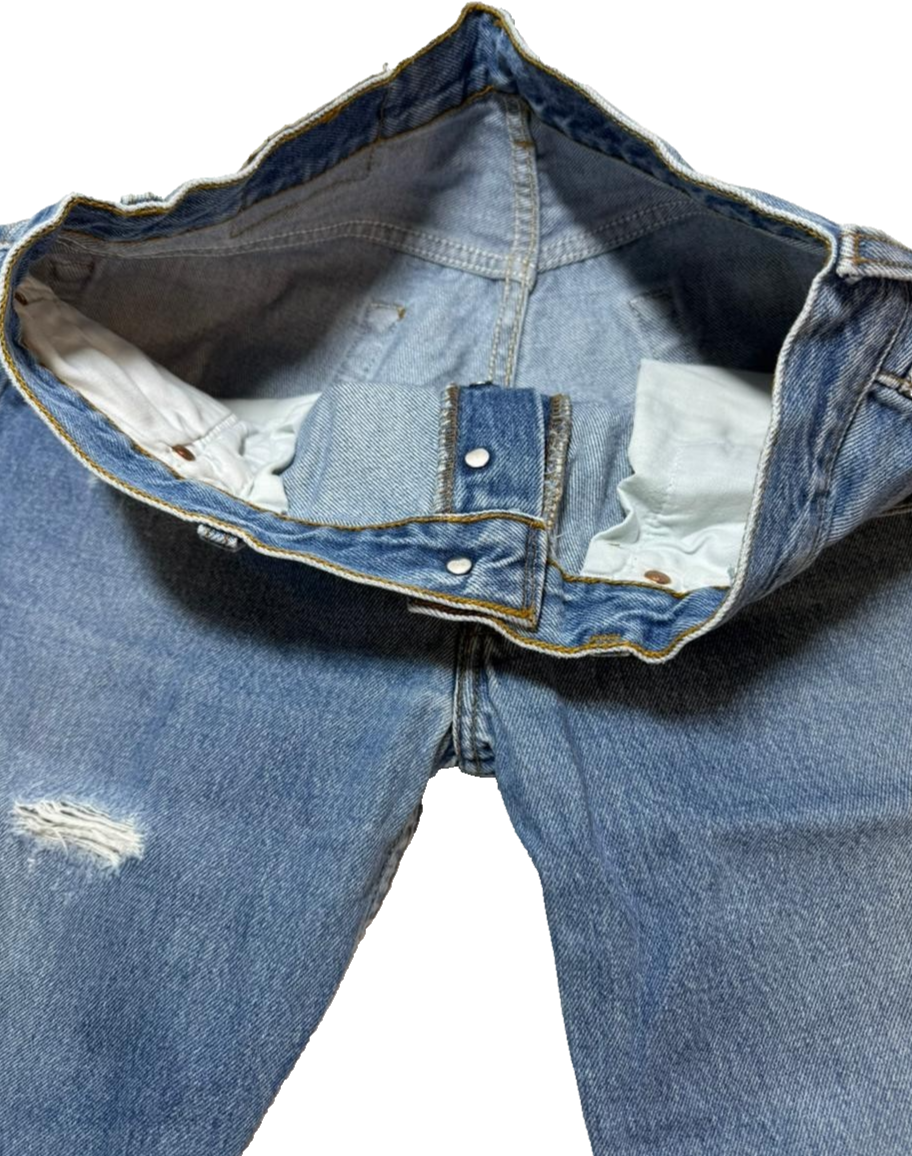 Women Levi Strauss & Co Original Rivated Distressed Denim Jeans Pants Size 42