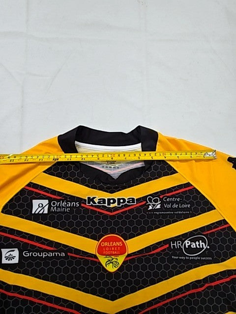 Kappa Men's XL Black/Yellow/Red Striped Rugby Jersey Short Sleeve