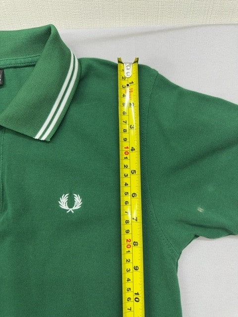 Fred Perry Green Cotton Polo Shirt Men's M Short Sleeve Button