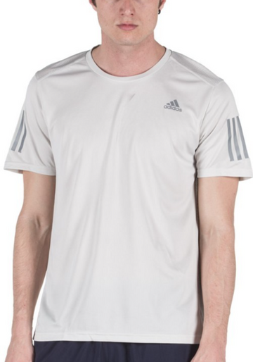 Adidas Men's Light Grey Running Climacool Performance T-Shirt 3-Stripe M