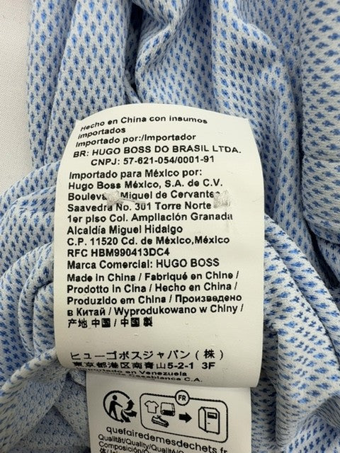 BOSS Men's Blue Micro Dot Button-Down Shirt Size 16 Regular Fit