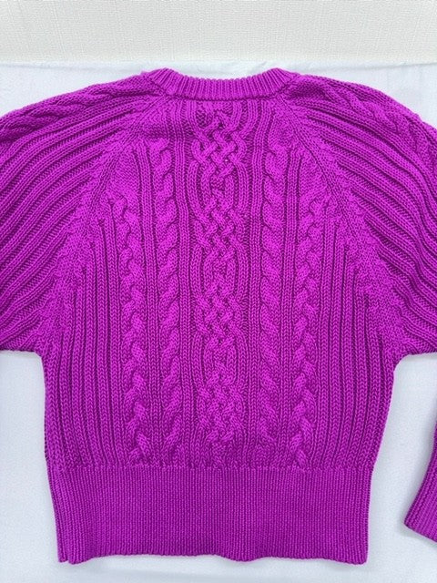 Lauren Ralph Lauren Purple Cable Knit Cotton Crewneck M Pony NWT