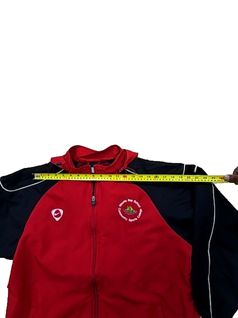 Nike Men's Red Hooded Jacket M Zipper Long Sleeve Sportswear Nylon