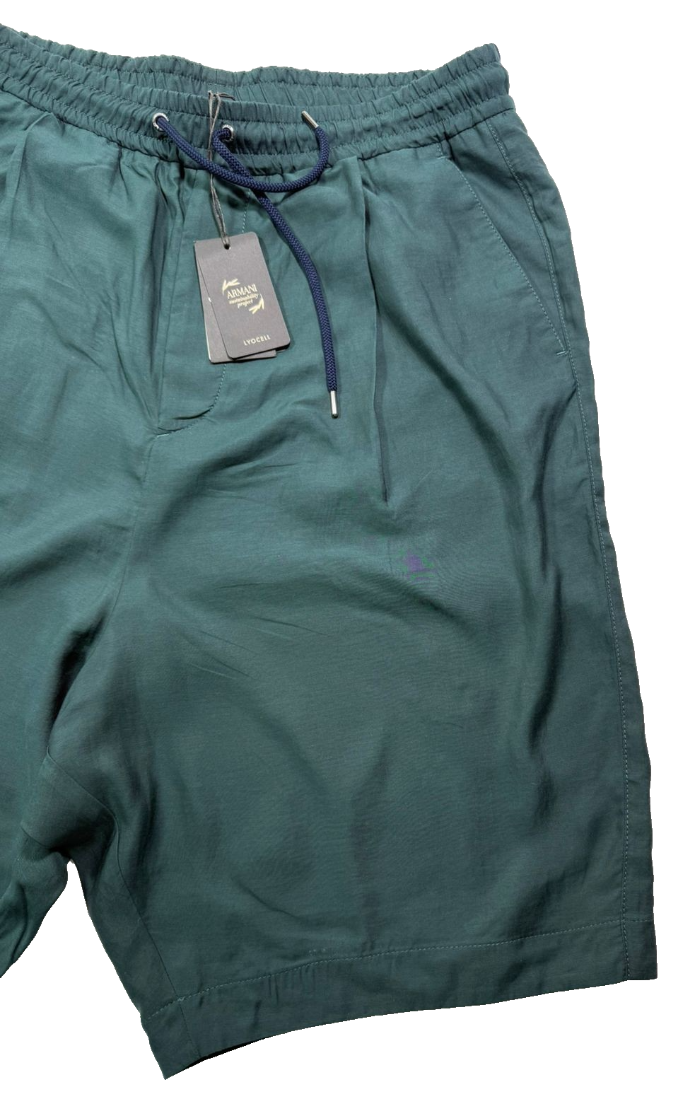 BNWT Giorgio Armani Men's Dark Green Drawstring Bermuda - Size 52