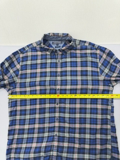 Tommy Hilfiger Men's XXL Blue Multi Plaid Flannel Long Sleeve Button Down Shirt
