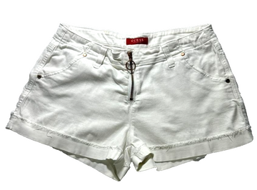 Women'S Guess Los Angeles White Cuffed Shorts Raw Edge - Size 29