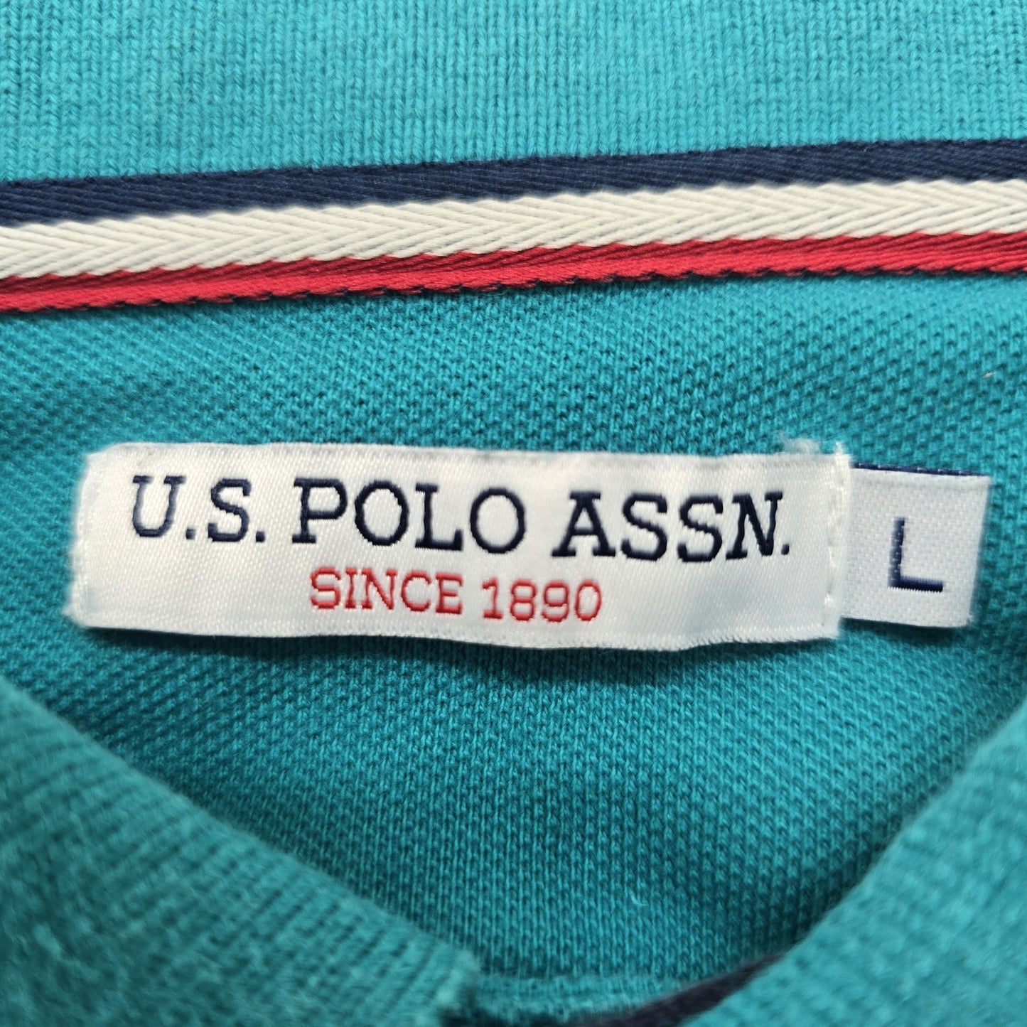 U.S. Polo Assn Boys Teal Color Block Polo Shirt Size 3 Sports Knit