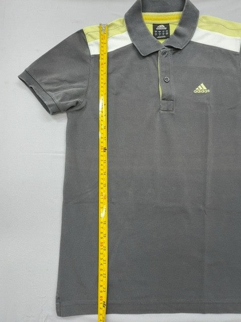 Adidas Men's Grey Striped Polo Shirt Size S Short Sleeve