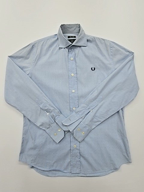 Fred Perry Men's Light Blue Slim Fit Button-Up Shirt Size S