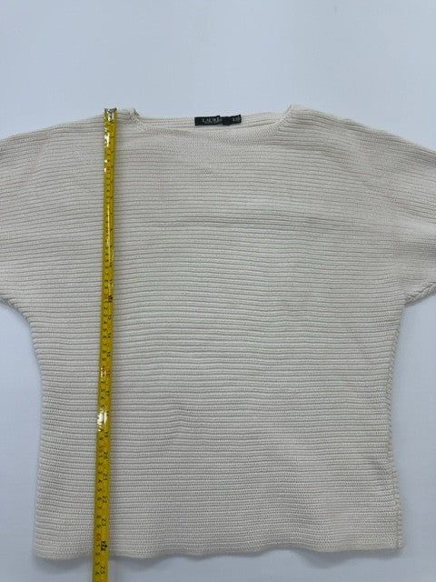 Lauren Ralph Lauren Women's Ivory V-Neck Knit Sweater Size XL Regular